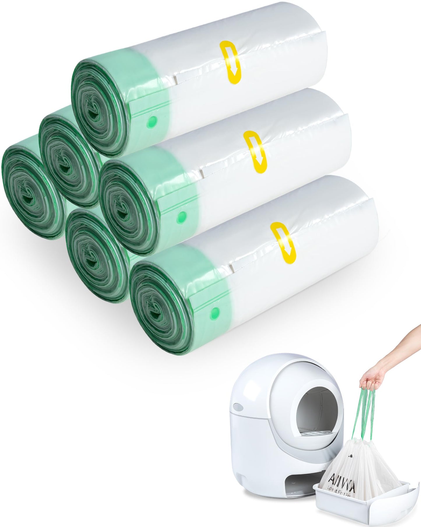 ANWA 120 Count Cat Litter Box Liners for Automatic Cat Litter Box