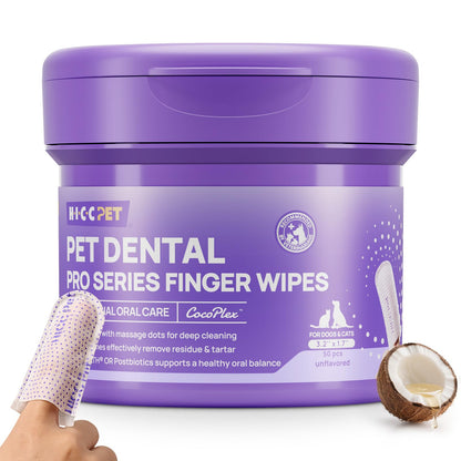 HICC PET Pro Teeth Cleaning Wipes, Vet-Recommended Dog Finger Wipes