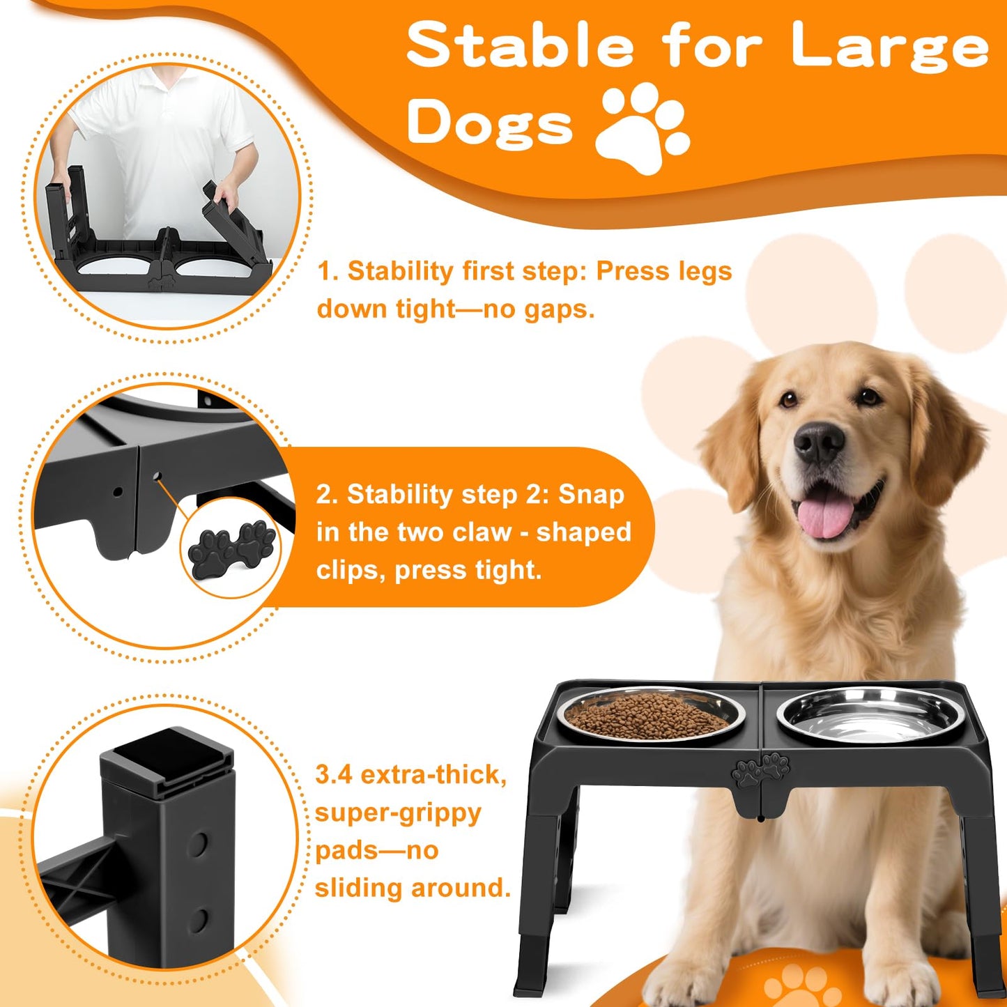 Elevated Dog Bowls for Large Dogs 5 Adjustable Heights Bowl