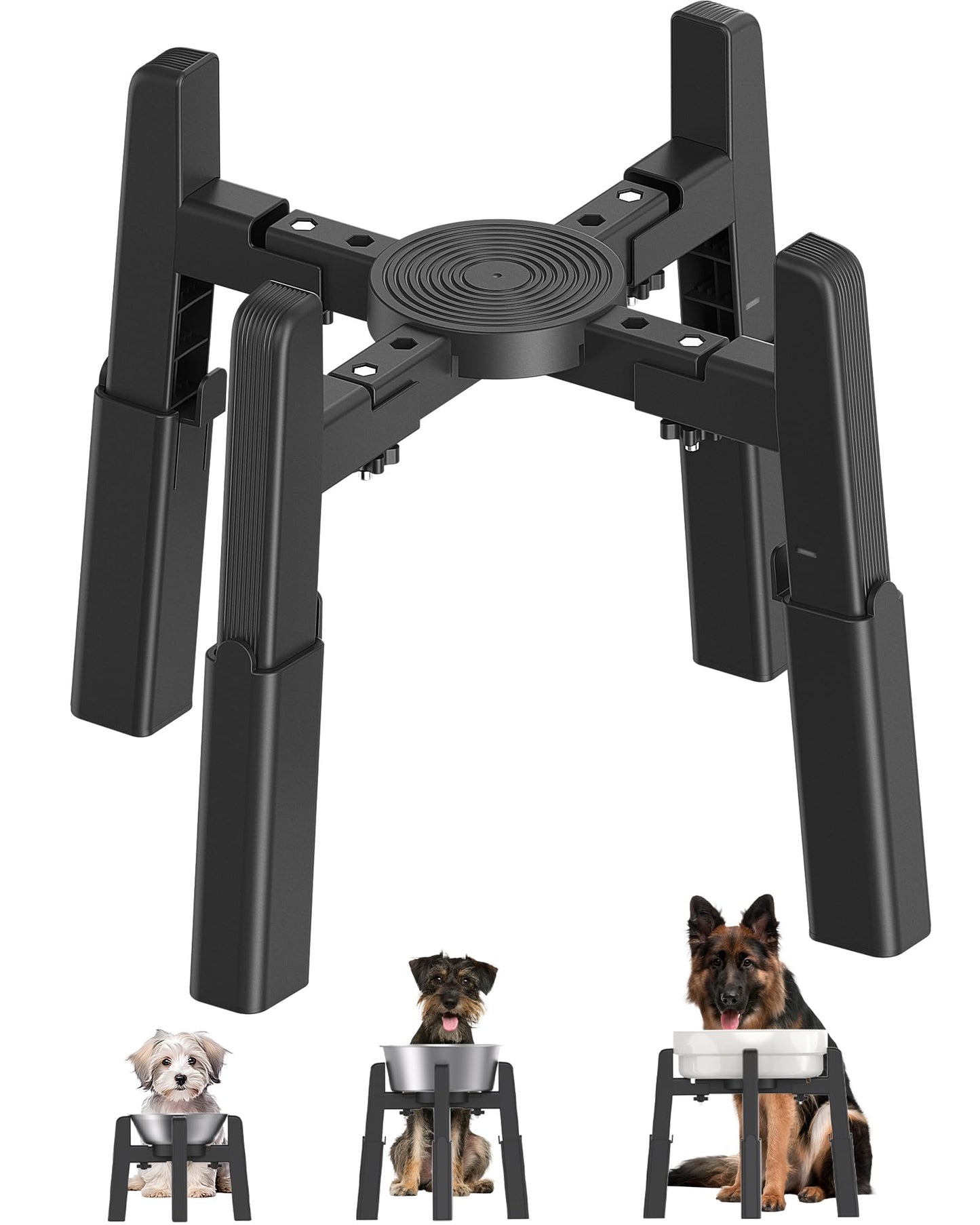 CZPET Dog Bowl Stand with Adjustable Height and Width [Stand Bowl