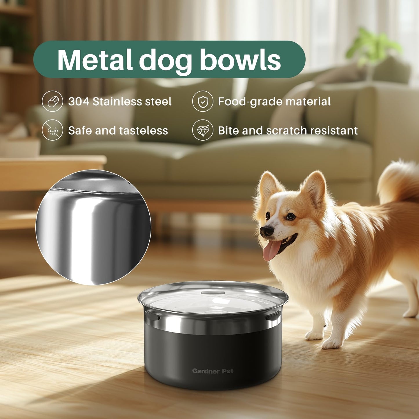 Gardner Pet Dog Bowls Stainless Steel No Spill Water Bowl, Slow Bowl