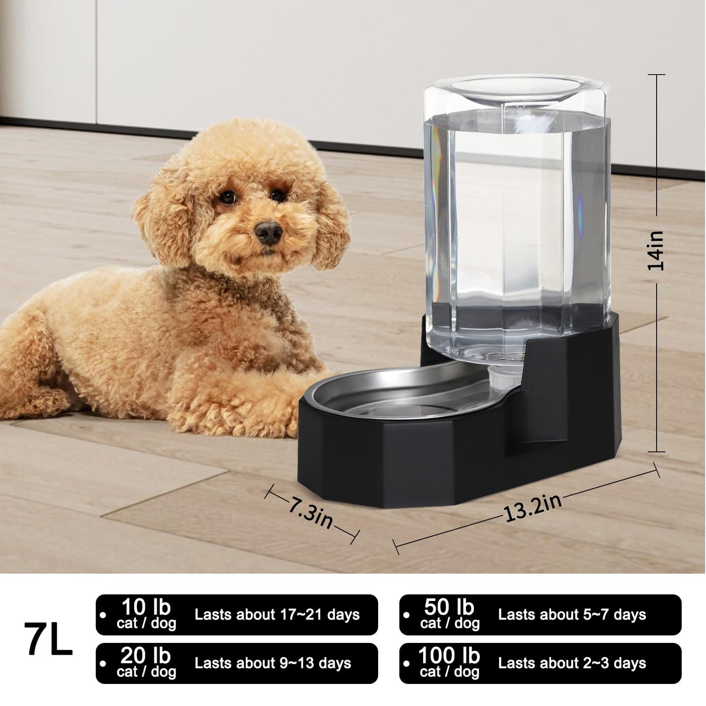 Sfozstra Large Dog Water Dispenser: Automatic Gravity Water Feeder