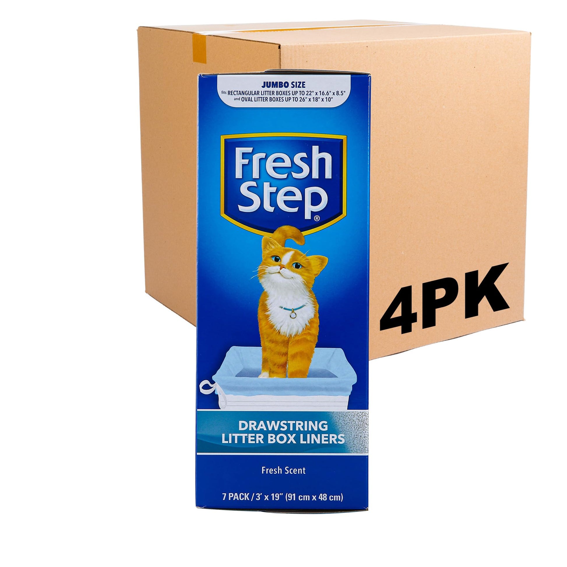 Fresh Step Jumbo Drawstring Cat Litter Box Liners, Scented Heavy Box