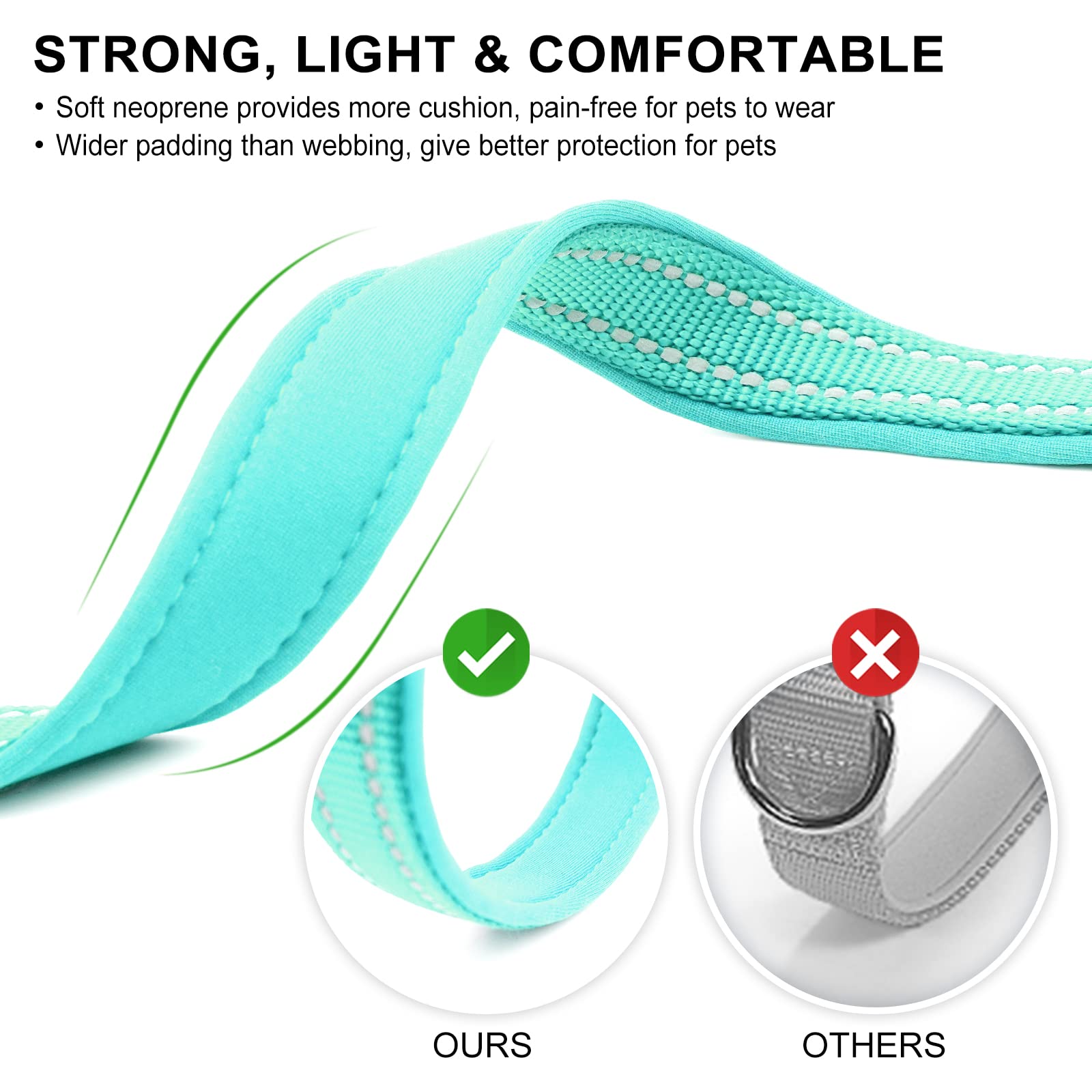 azuza Reflective Dog Collar with Airtag Holder, Soft Neoprene Collar