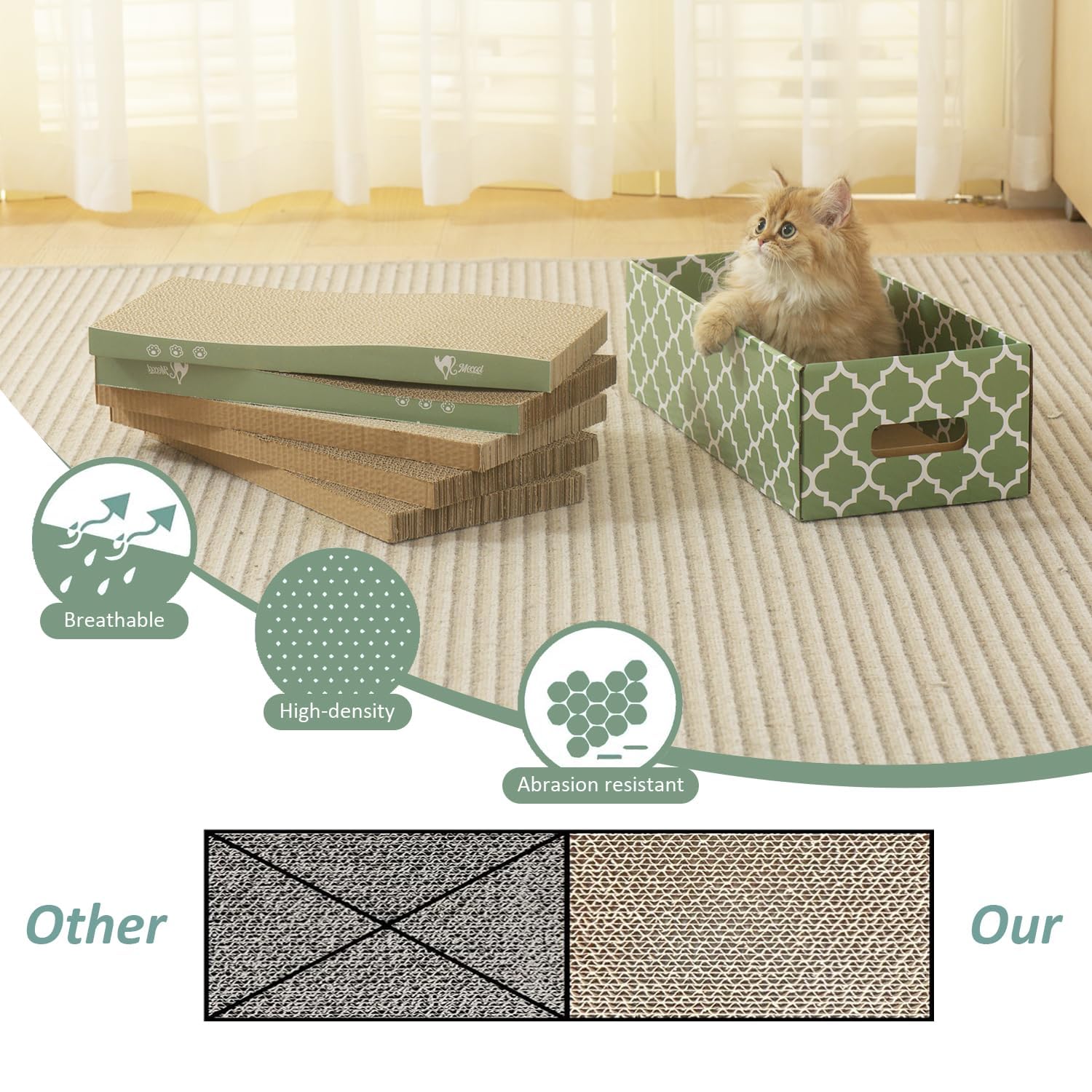 MECOOL Cat Scratching Board，5PC Cat Scratch Pad with Pad