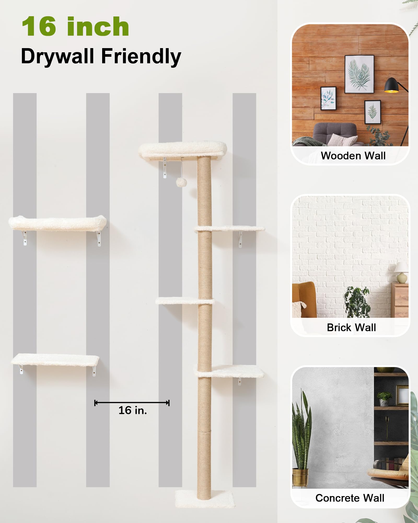 FUKUMARU Cat Wall Shelves Set, Stable Wall Mounted Tree, Cushion