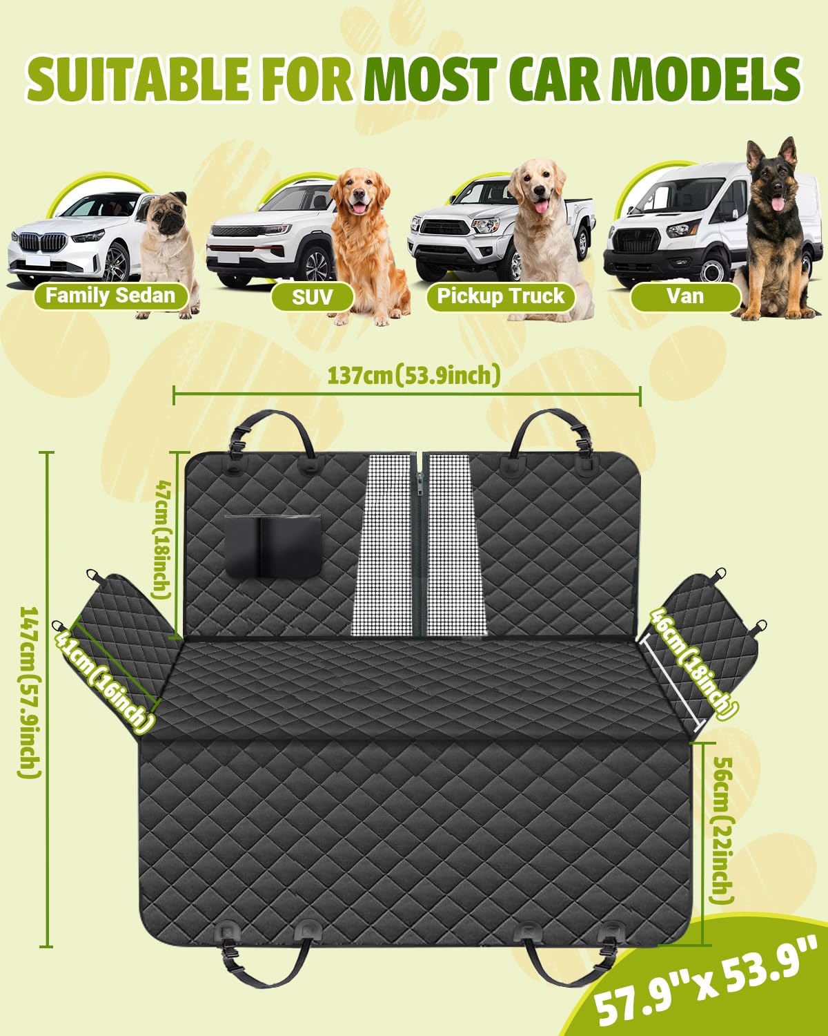 Dog Car Seat Cover, 600D Heavy Dute Durable Car Seat Cover