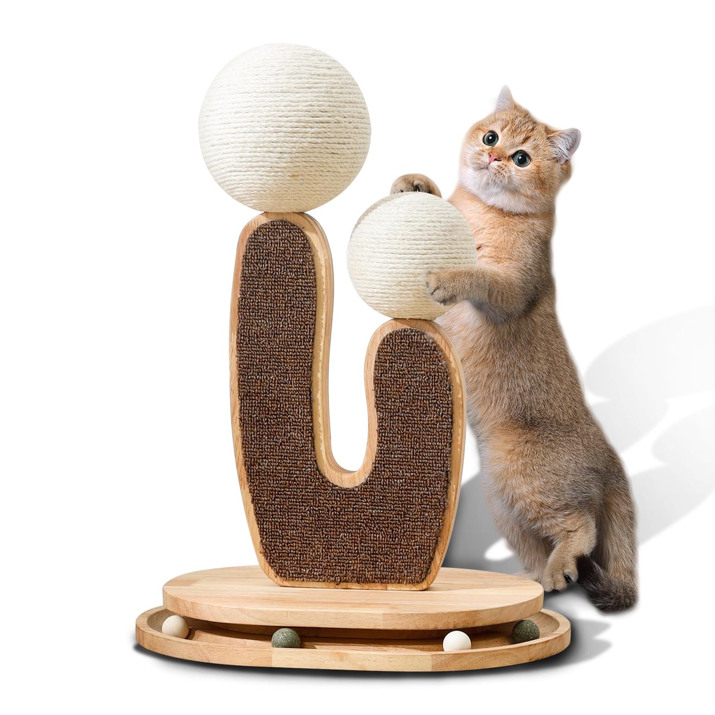 Cactus-Shaped Cat Scratching Post with Cat Scratcher, Interactive Toy