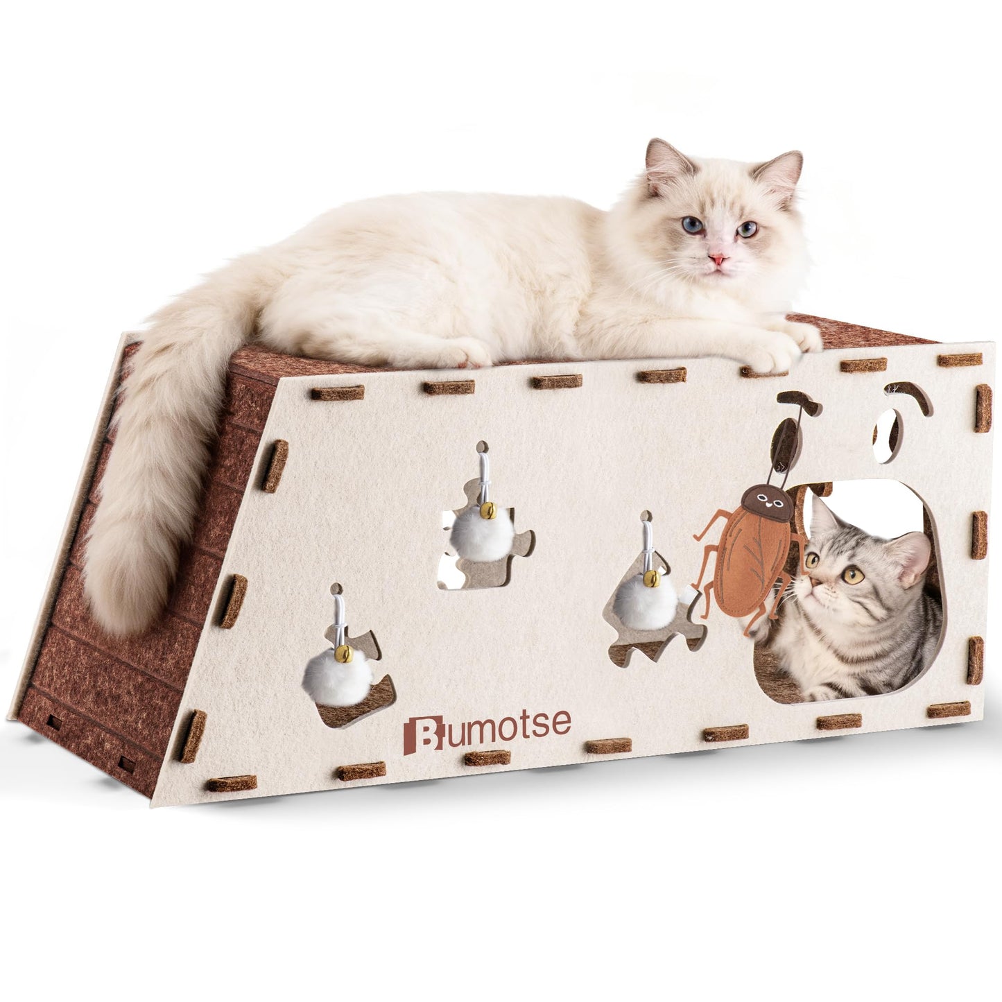 BUMOTSE Felt Cat Cave House for Indoor Cats with Catnip Toy