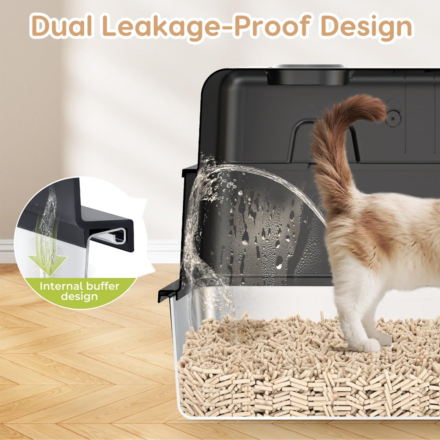 L8 Max-XXXL Stainless Steel Litter Box with Lid, 28" L x 20.5" W x Mat