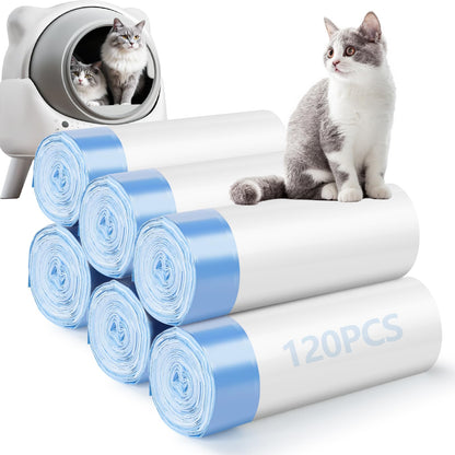 120 Pack Cat Litter Bags Compatible with Litter Robot 4/5/3, Self Box