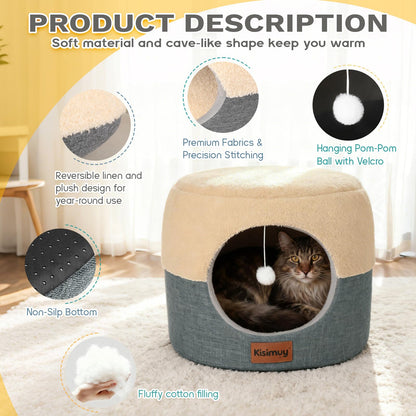 2 Pack Cat Bed for Indoor Cats Foldable Cat House Lounge for Bed