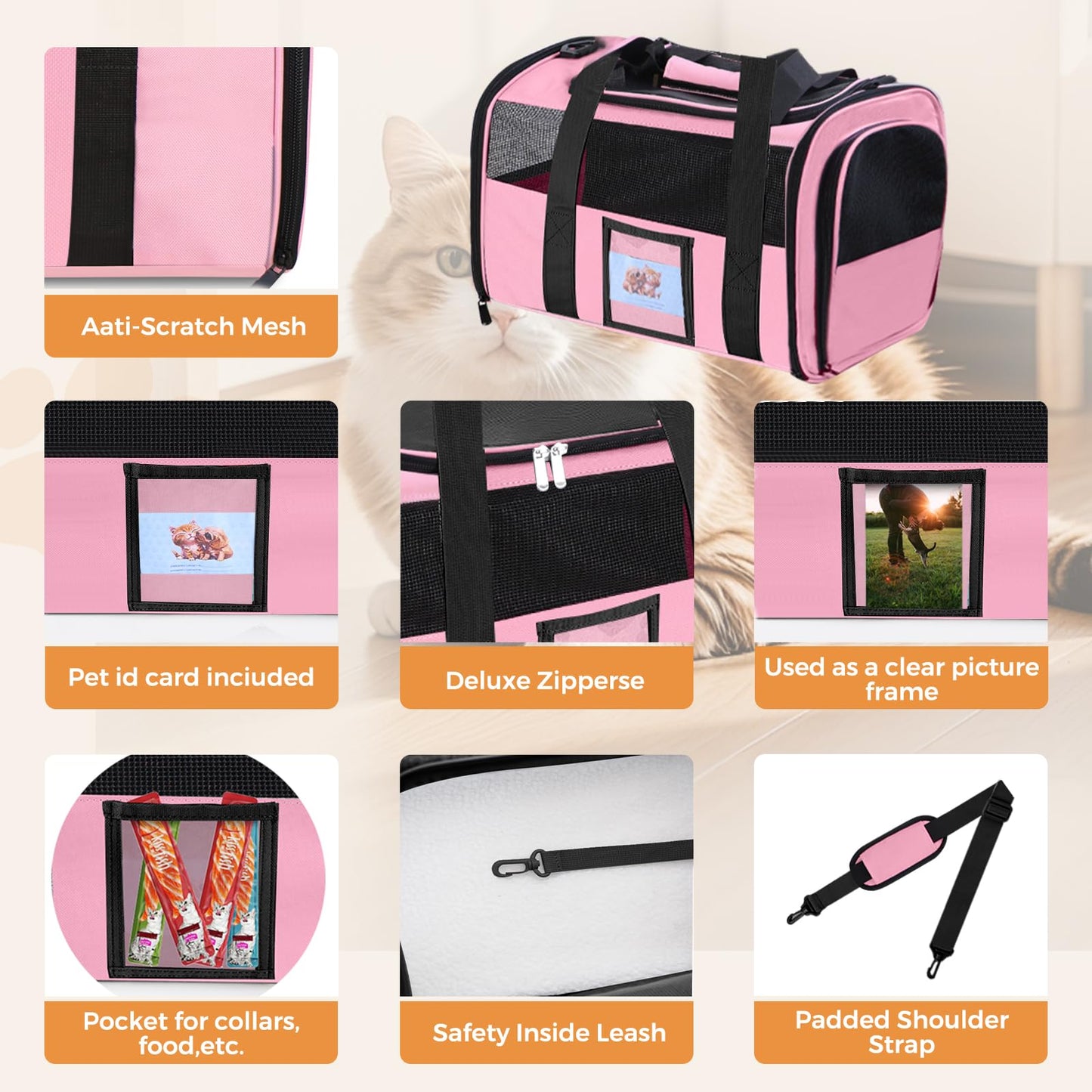 Soft Cat Carrier for Pets Up to TSA Approved for Airline in-Cabin, Bag
