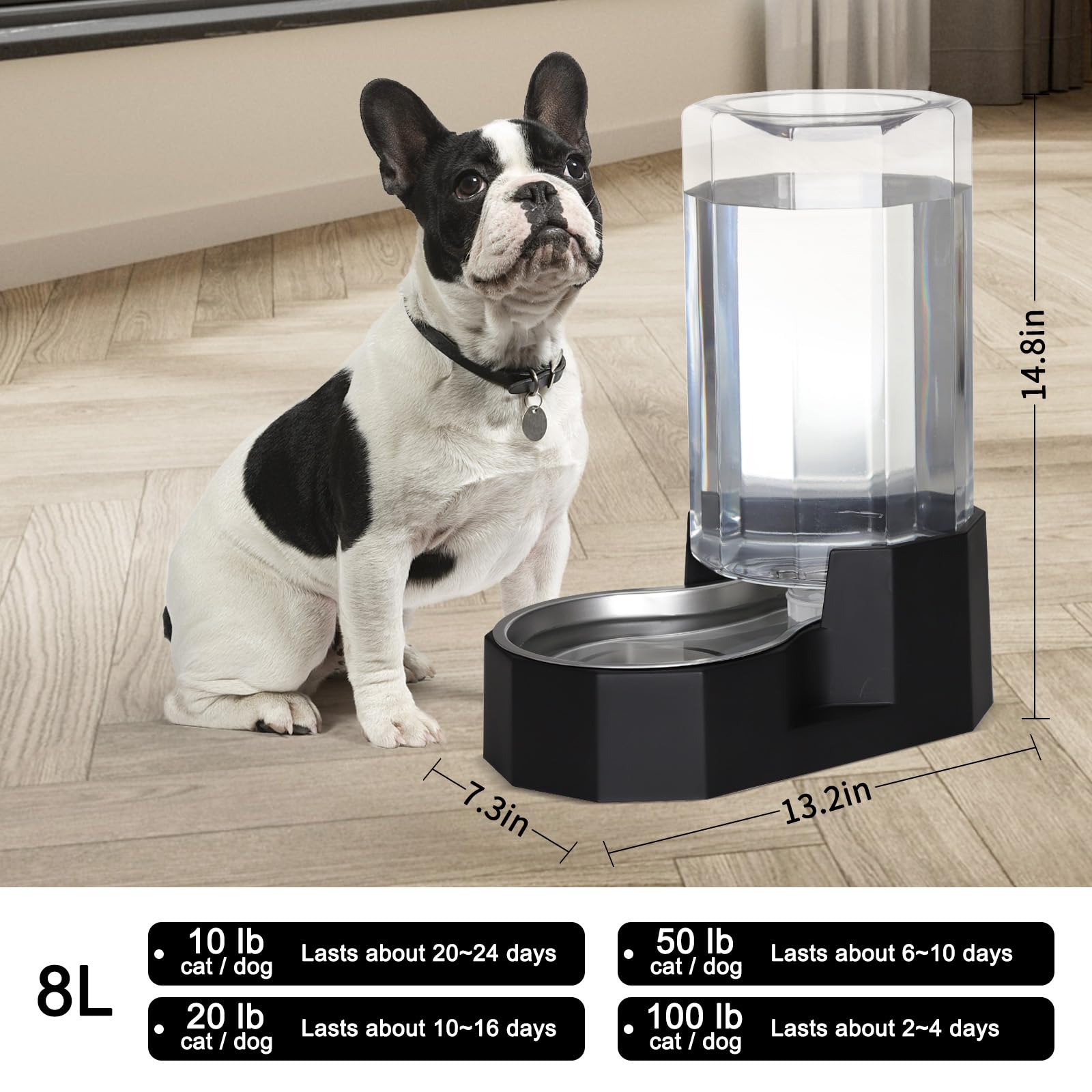 Sfozstra Large Dog Water Dispenser: Large Capacity Gravity Water Bowl