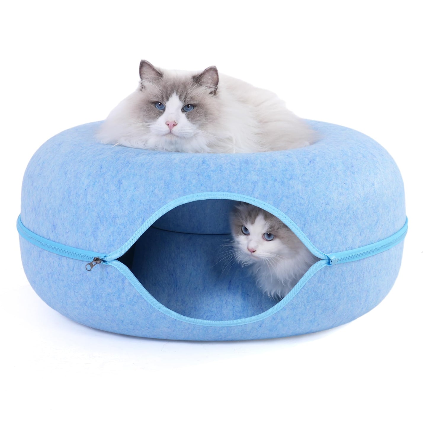 Large Cat Tunnel Bed for Indoor Cats with 3 Toys, Scratch Bed