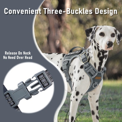 No Pull Dog Harness for Large Dogs with 2 Metal Clips, Easy Harness