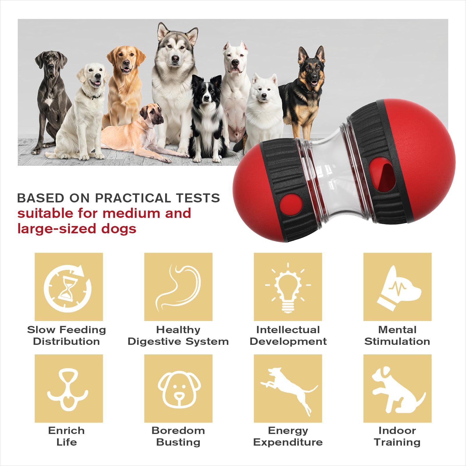 BSISUERM Dog Food Dispensing Puzzle Toy Adjustable Treat Ball