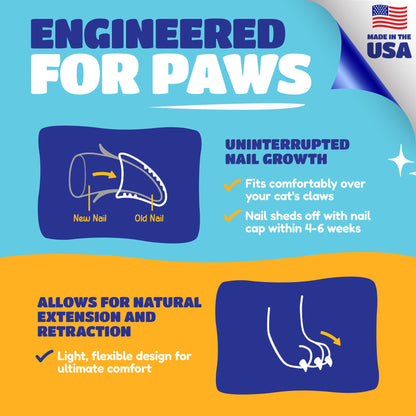 Soft Claws Cat Nail Caps for Medium Cats (40 Caps, Sparkle) Made