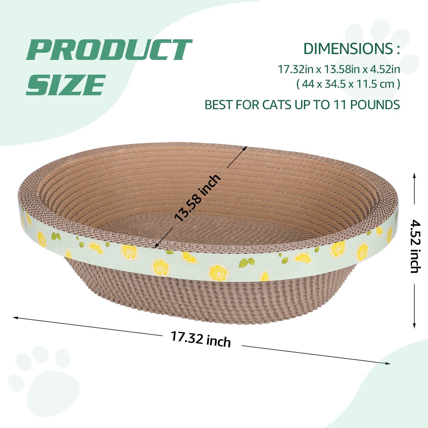 Oval Cat Cardboard Scratcher with Lounger Bed, High-Density Kitty Pad