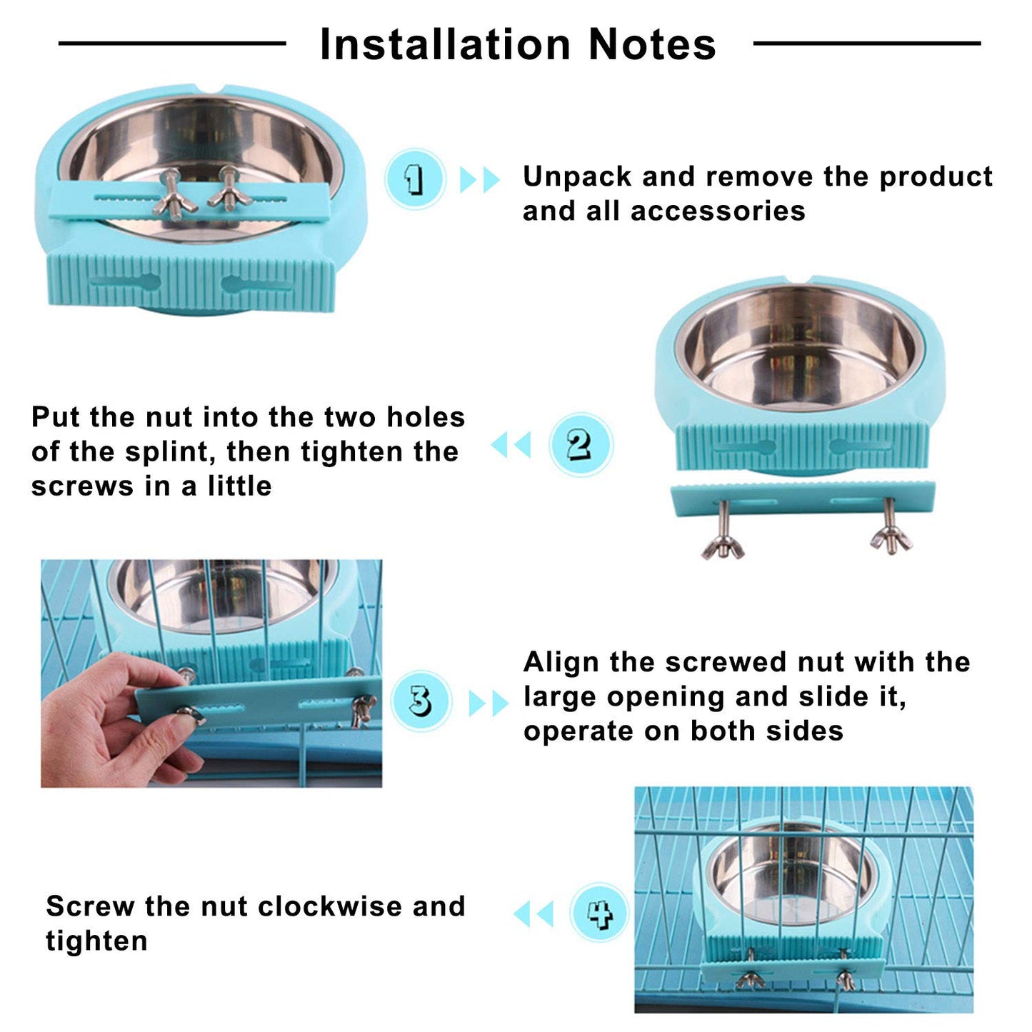 Crate Dog Bowl Removable Stainless Steel Water Food Feeder Bowls Cage