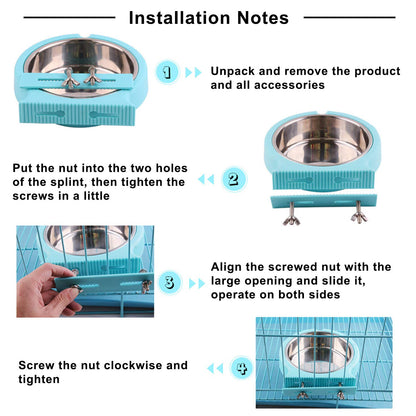 Crate Dog Bowl Removable Stainless Steel Water Food Feeder Bowls Cage