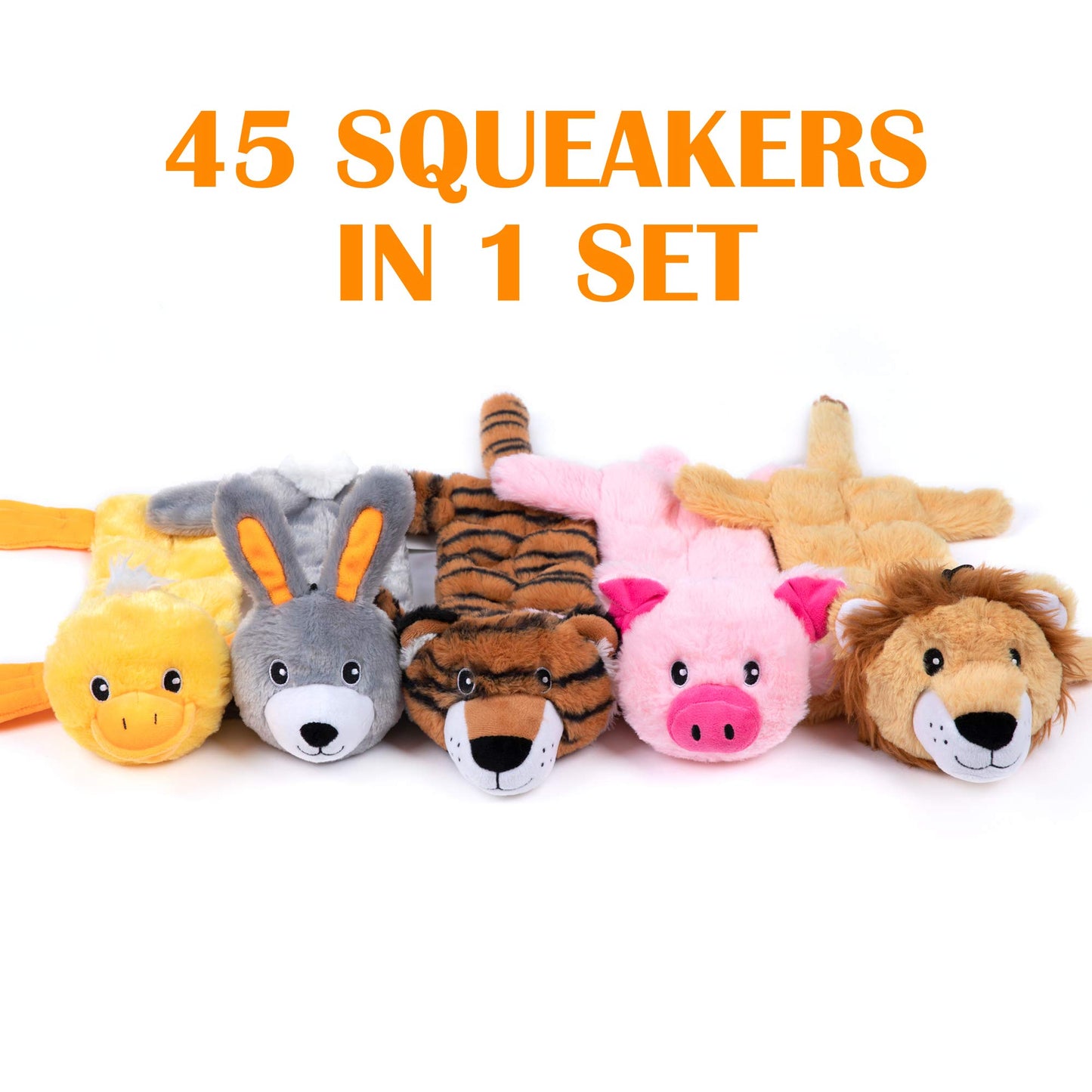 Nocciola 5 PCS Less Stuffing Dog Squeaky Toys for Aggressive Plush