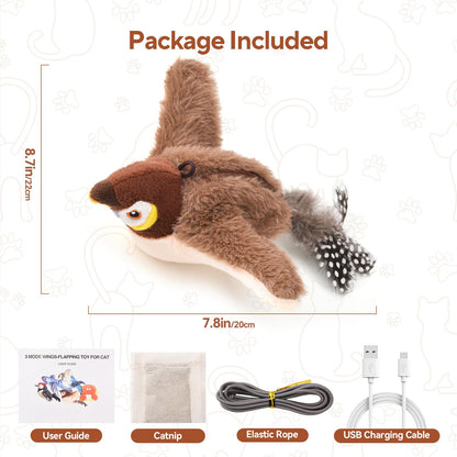 AUSCAT Flappy Bird Cat Toy, Simulated Chirping Bird Cat Toy Catnip