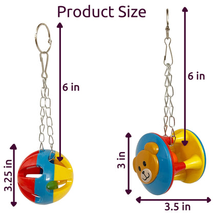 SIMENA Parrot Ball Toy with Bell, Cage Hanging Accessories Ball