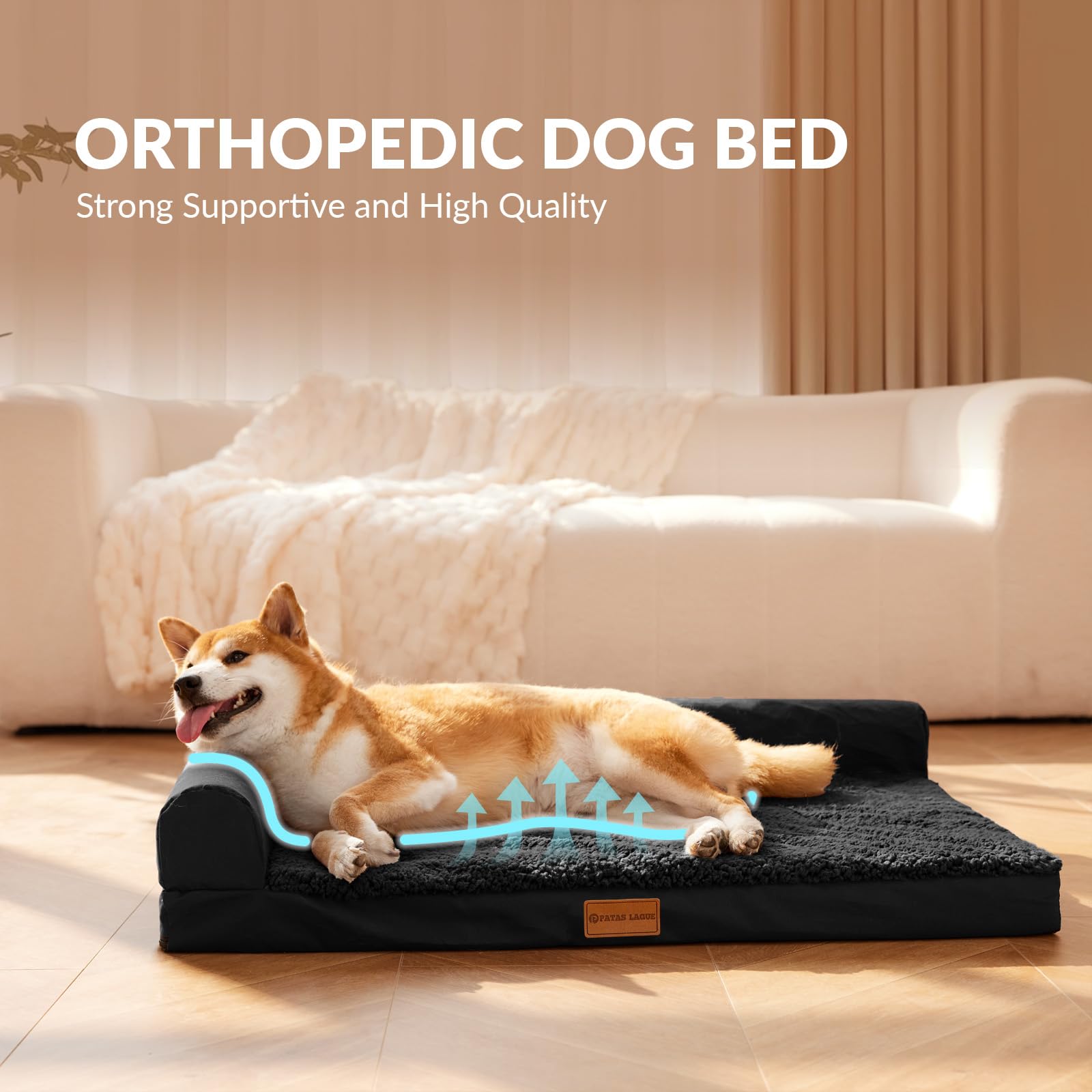 Patas Lague Orthopedic Jumbo Dog Bed for Extra Large Dogs X40'' Bed