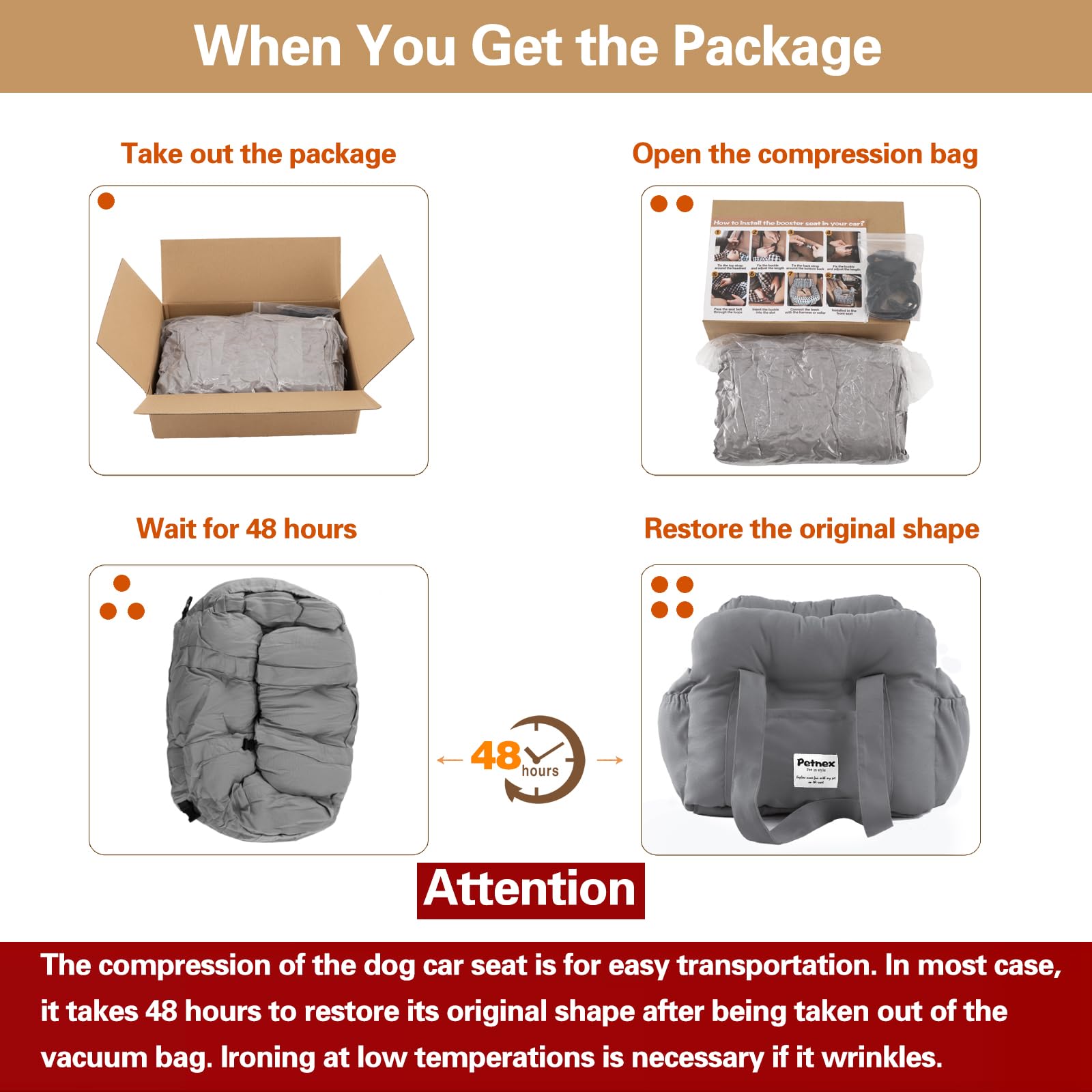 PETNEX Dog Car Seat for Small Dogs, Portable Puppy Car Seat of Bag