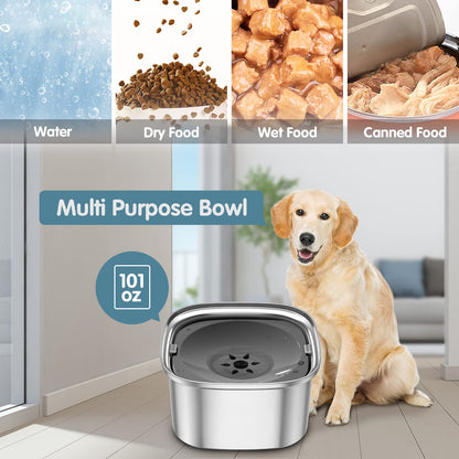 UPSKY Dog Water Bowl Stainless Steel No Spill Large Capacity Dog Bowl