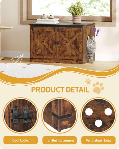 Hzuaneri Cat Litter Box Enclosure with Cushion, Hidden Litter House