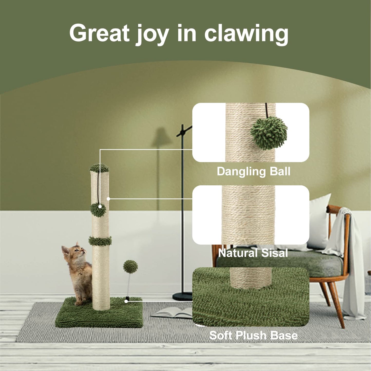 MECOOL Cat Scratching Post Basics Kitten Scratcher Sisal Scratch Posts