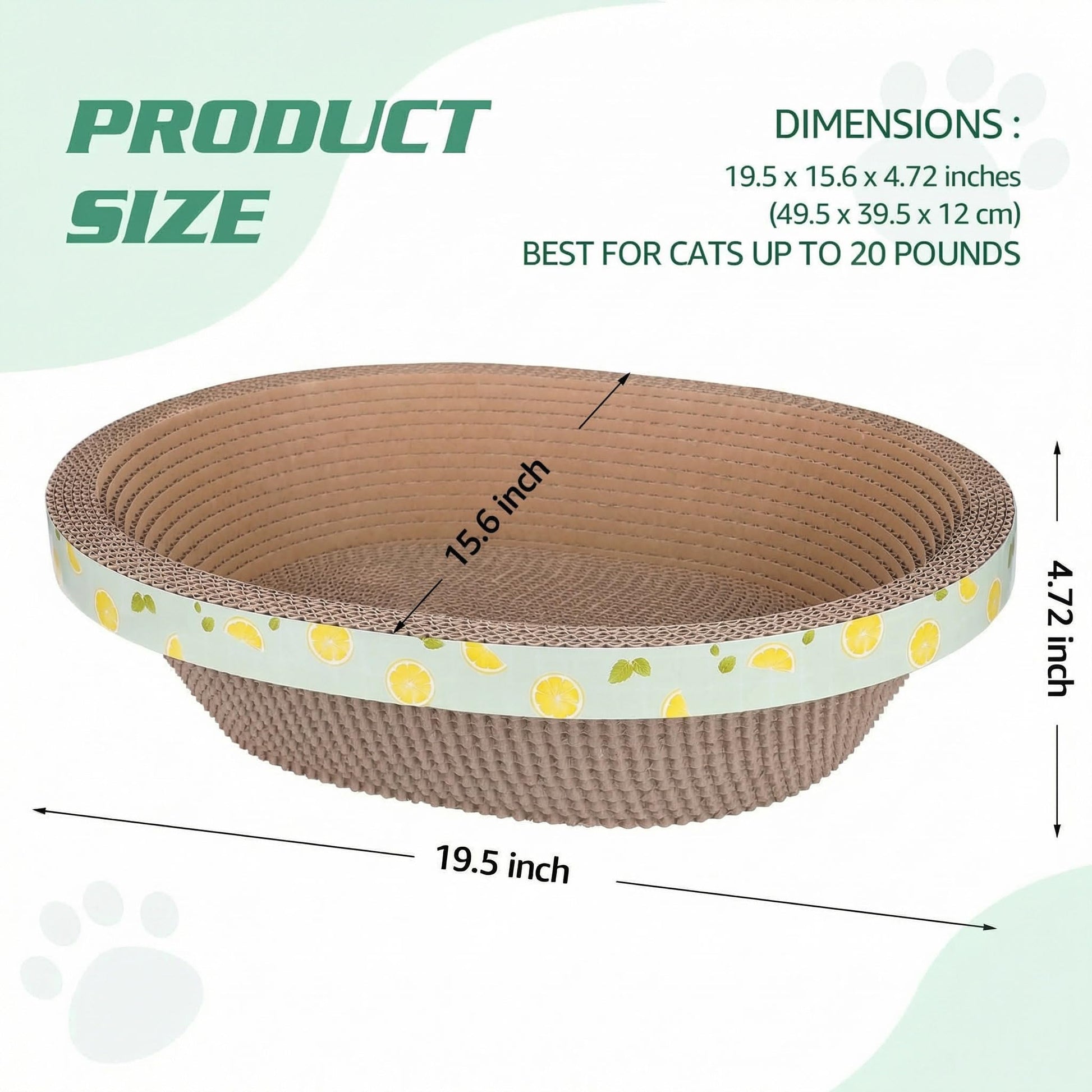 ROMOHOM Oval Large Cat Scratcher Cardboard Bed Lounger Couch, Pad