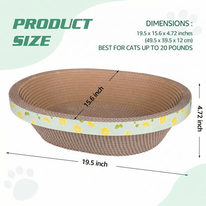 ROMOHOM Oval Large Cat Scratcher Cardboard Bed Lounger Couch, Pad
