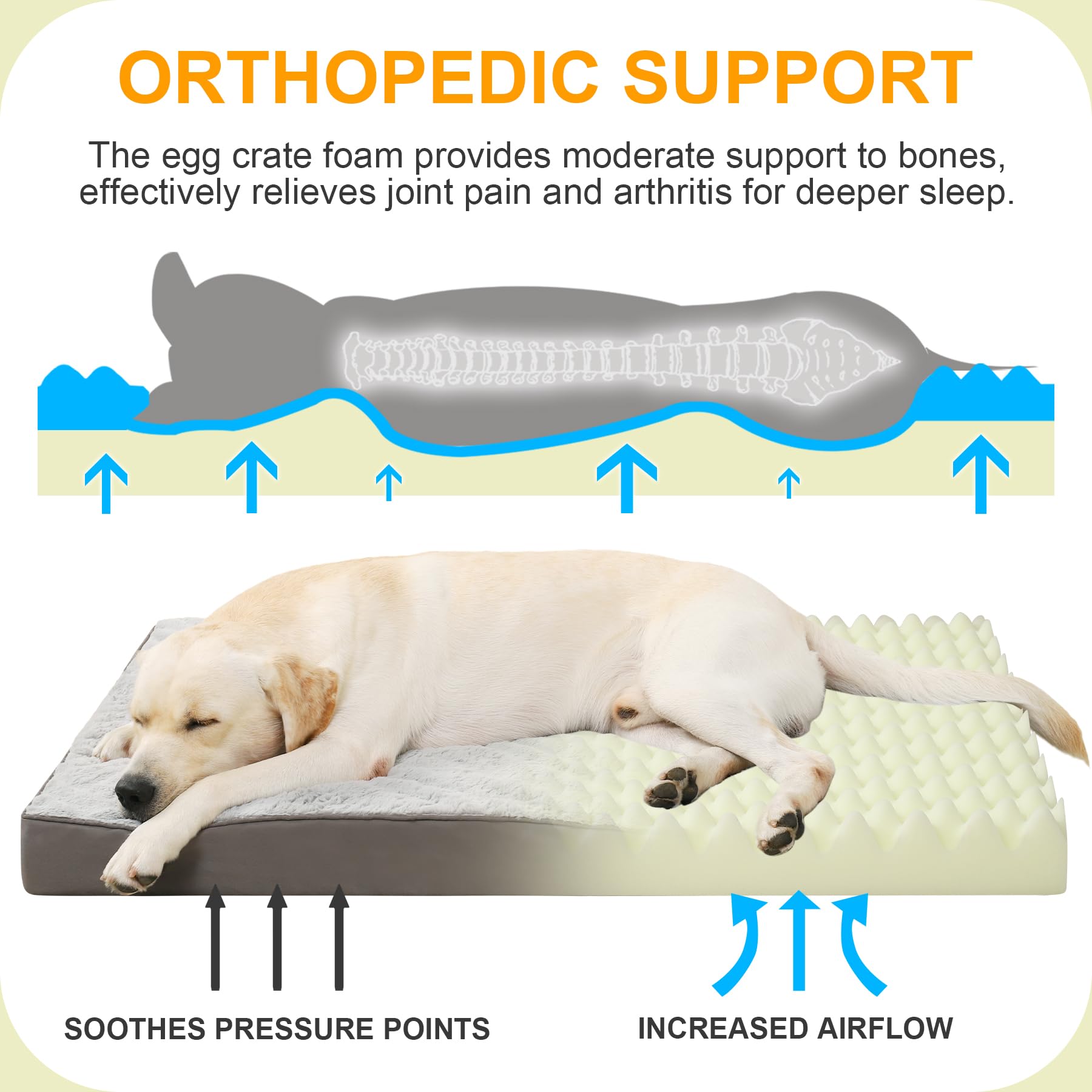 KSIIA Orthopedic Dog Bed Dog Crate Bed Waterproof Bed