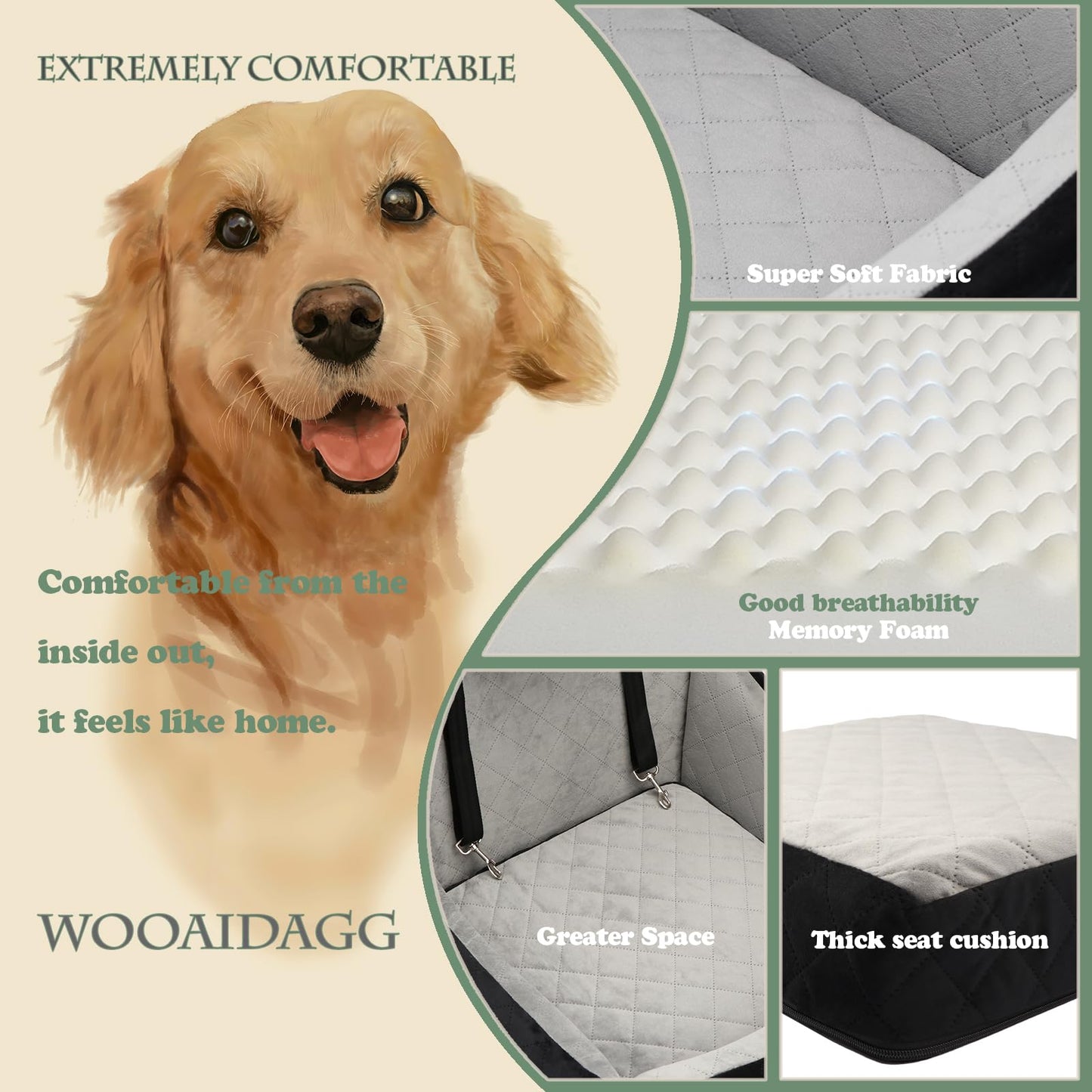 WOOAIDAGG Dog Car Seat for Medium Sized Dog,Pet Travel Car Bed Seat