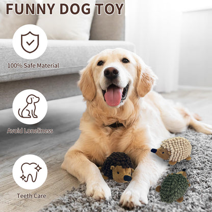 Chongqile Plush Hedgehog Dog Toys 3 PCS Squeaky No-Stuffing Plush