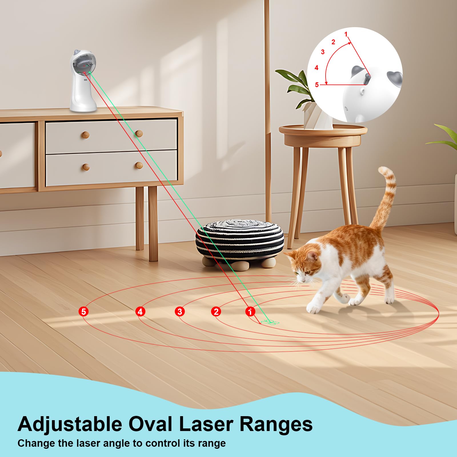 Waputne Motion-Activated Automatic Cat Toy, Unique Double Toy