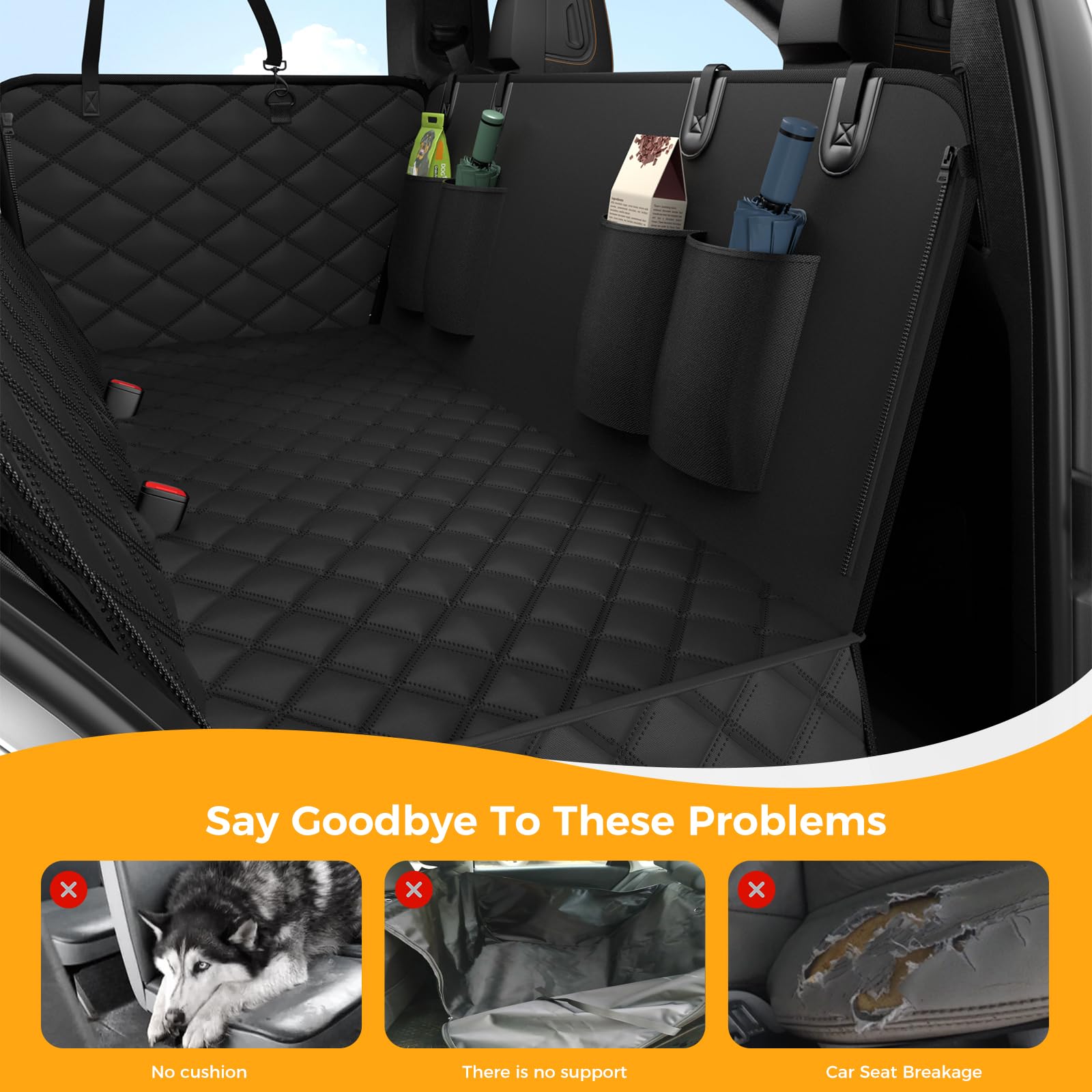 Elouta Dog Car Seat Cover for Back Seat,100% Waterproof Scratch Seat