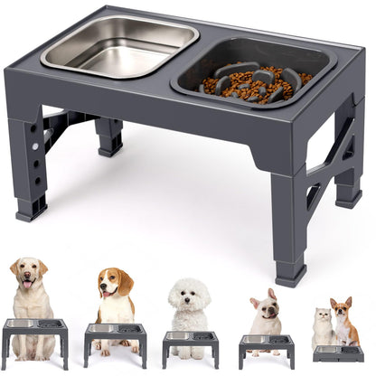 Niubya Elevated Dog Bowls, with Slow Feeder Bowl and Stainless Bowl