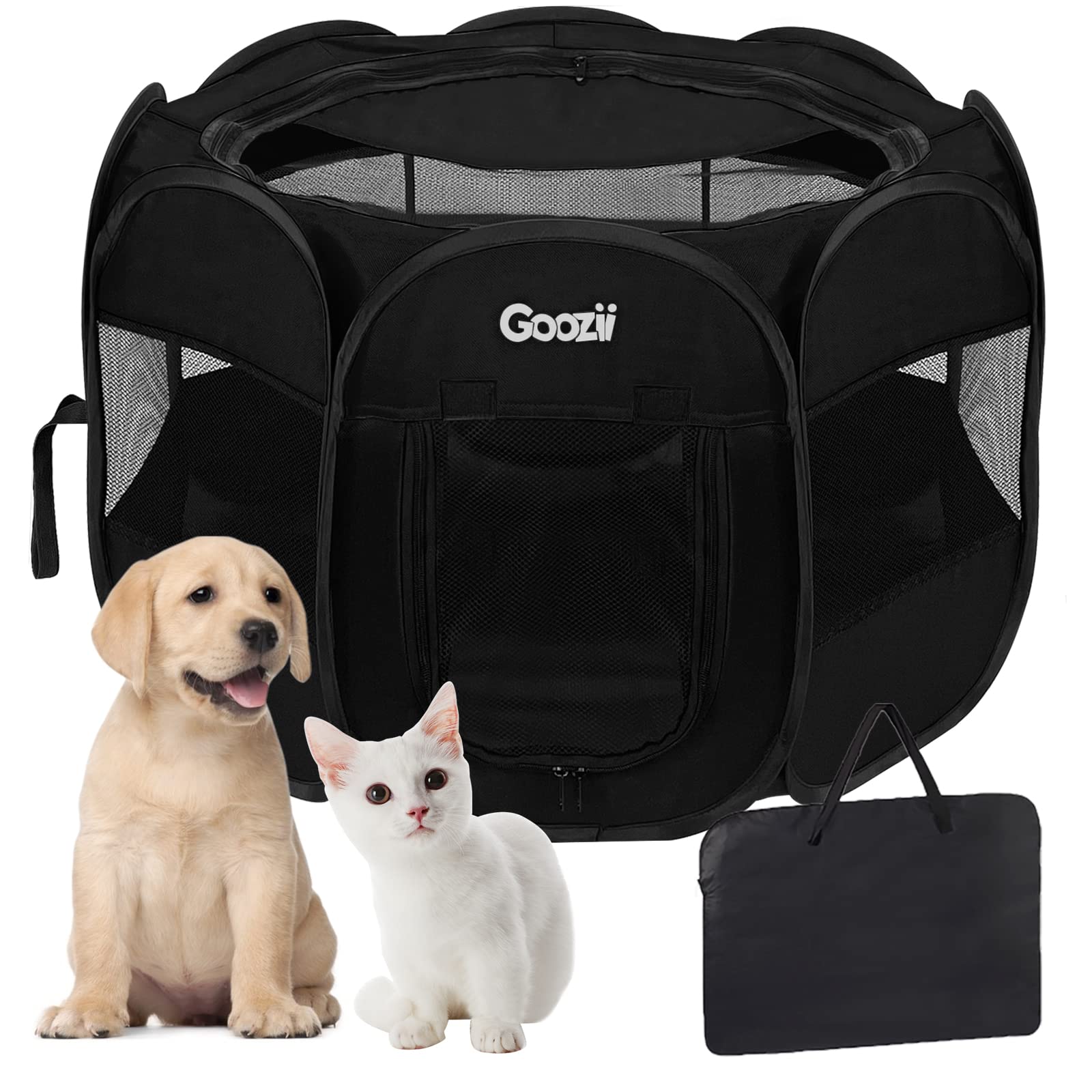 GOOZII Kitten Cat Playpen for Indoor Cats Enclosed, Portable Crate
