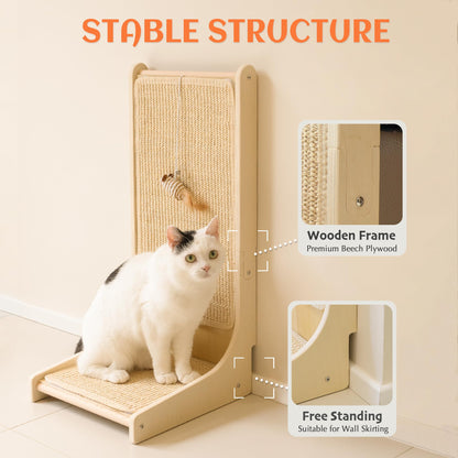 PETKARAY Sisal Cat Scratcher, Upright Cat Scratch Pad Wall Mounted Pad
