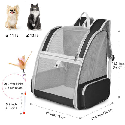 Cat Backpack Carrier, Pet Carrier Backpack with Kitten Wand Carrier