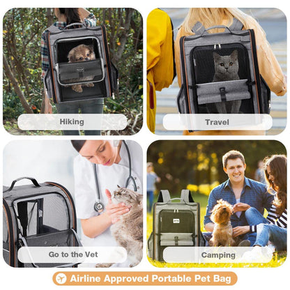 Lekebobor Cat Carrier Backpack, Expandable Pet Carrier with Carrier