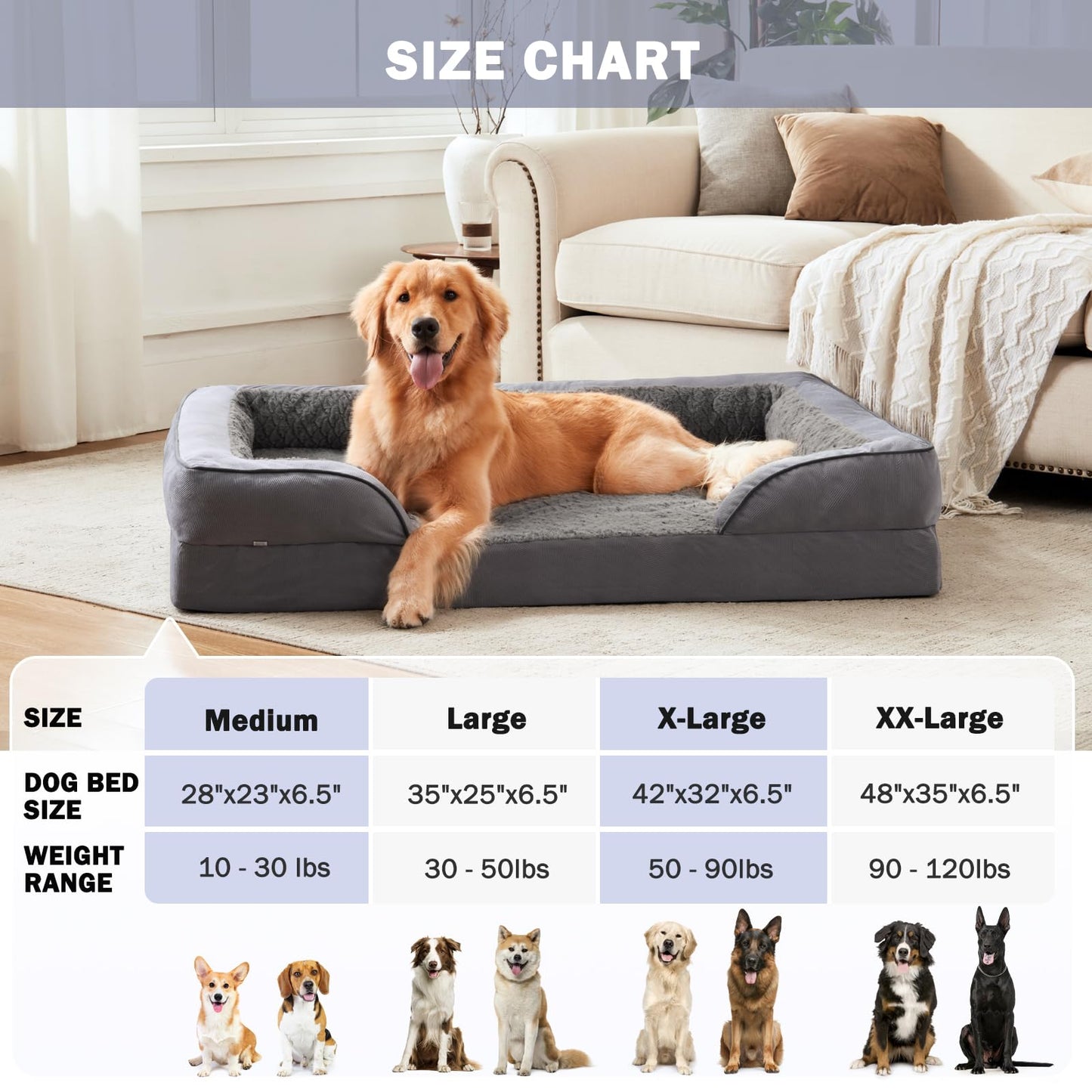 INVENHO Orthopedic Extra Large Dog Bed, XXL Waterproof Dog Sofa