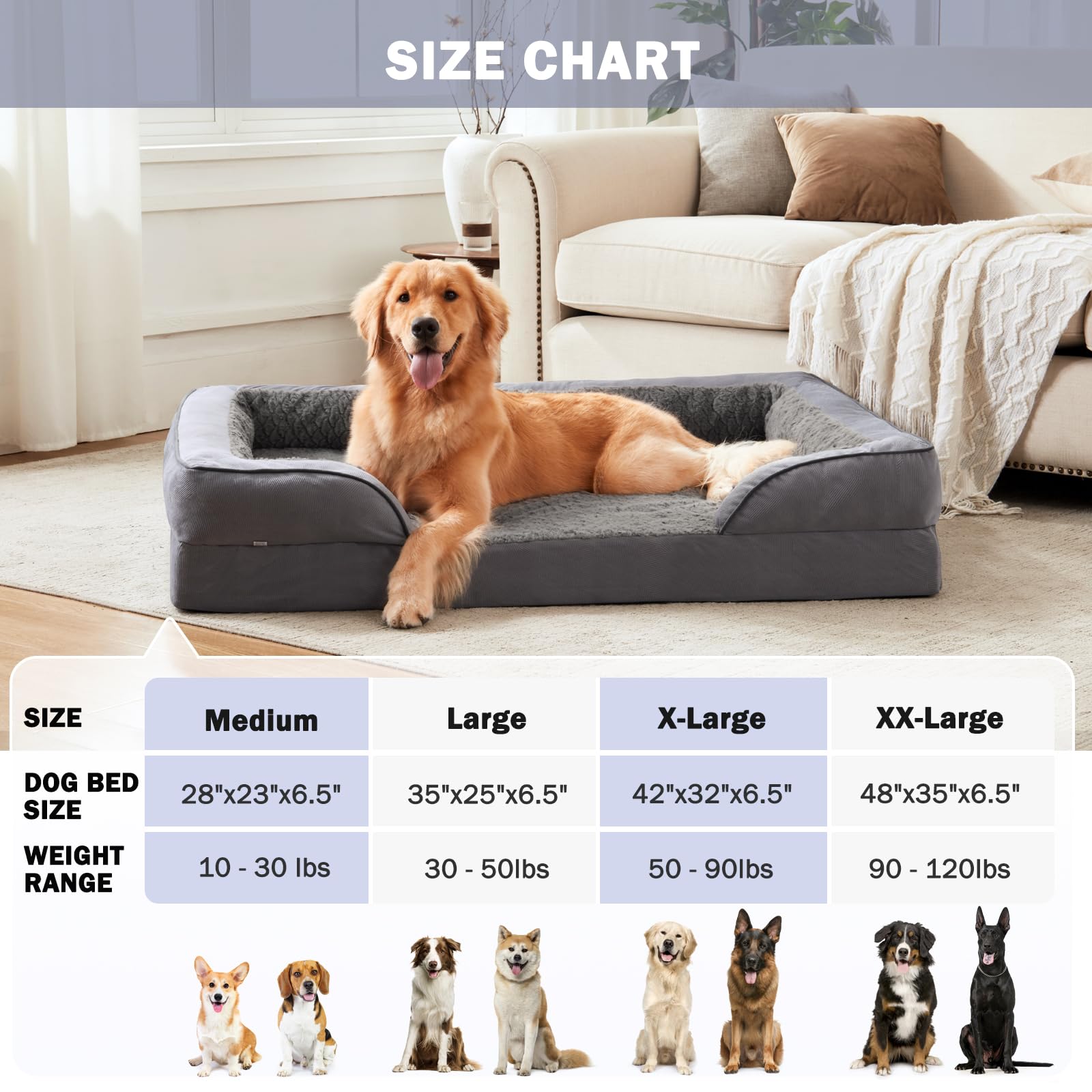 INVENHO Orthopedic Extra Large Dog Bed, XXL Waterproof Dog Sofa