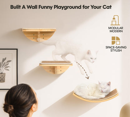 Cat Window Perches, Curved Cat Wall Sisal Mat Bed and 2 Floating Bed