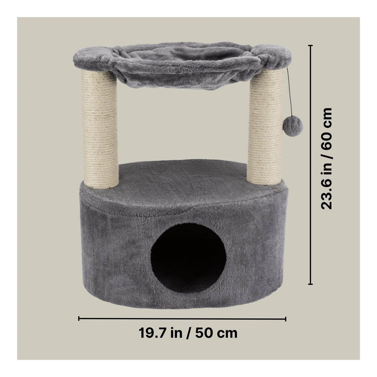 Trixie Baza Grande 24-in Cat Tree, Two Sisal Scratching Posts, Toy