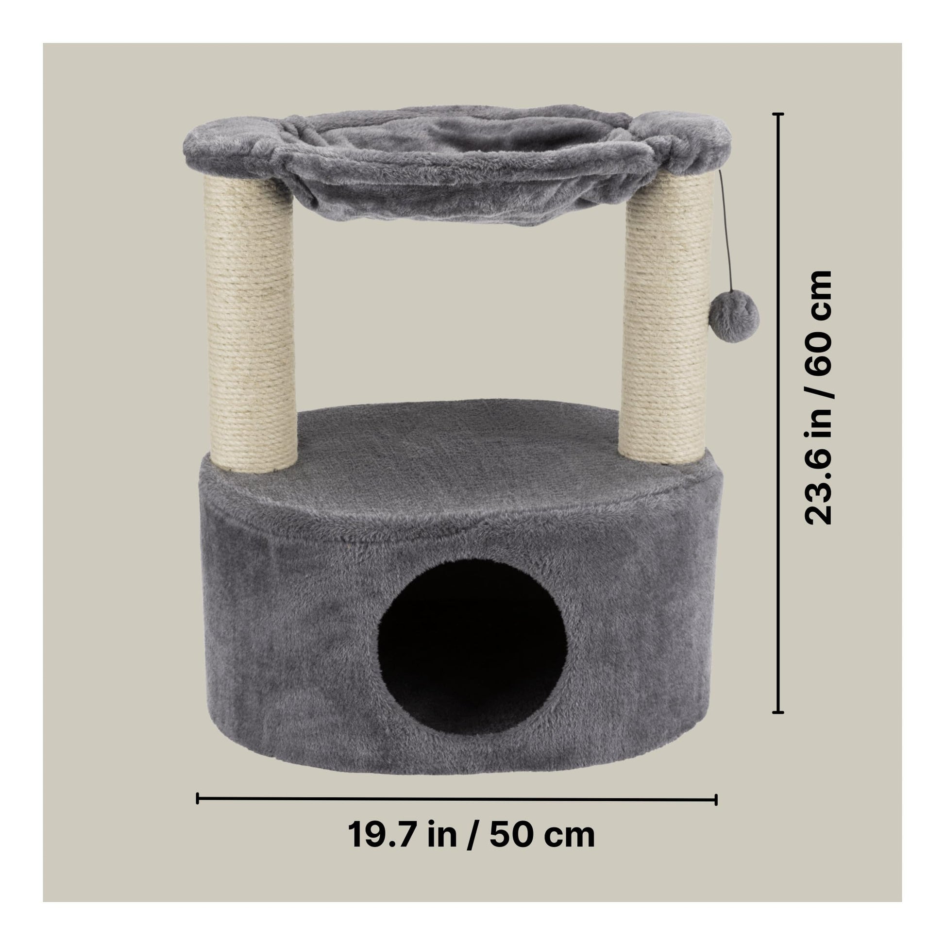 Trixie Baza Grande 24-in Cat Tree, Two Sisal Scratching Posts, Toy